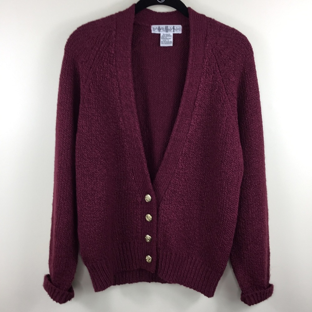 O H I Knit Cardigan V Neck Size Small Long Sleeve